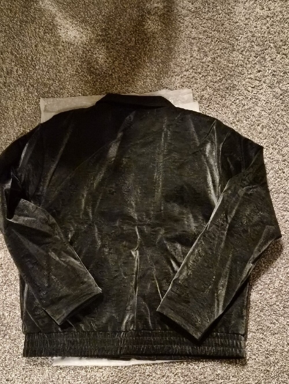 Men's Black Zip-Front Jacket - Classic Collared Design - Picture 2 of 2